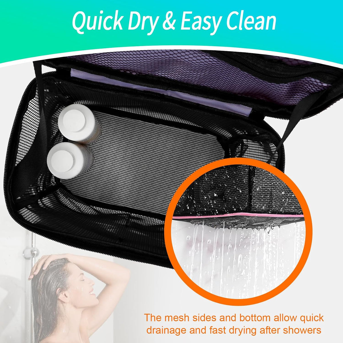 Dorm Room Essentials for Girls, Mesh Shower Caddy Hanging, Large Capacity Toiletry Bag for Women, Quick Dry Shower Bag for Camping, Cruise, Travel Essentials, Christmas Birthday Gifts for Women Girls