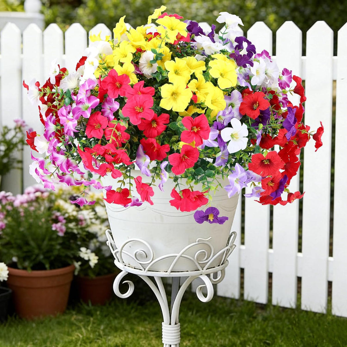 Artificial Petunia Flowers Outdoor, 12 Bundles UV Resistant Faux Plants