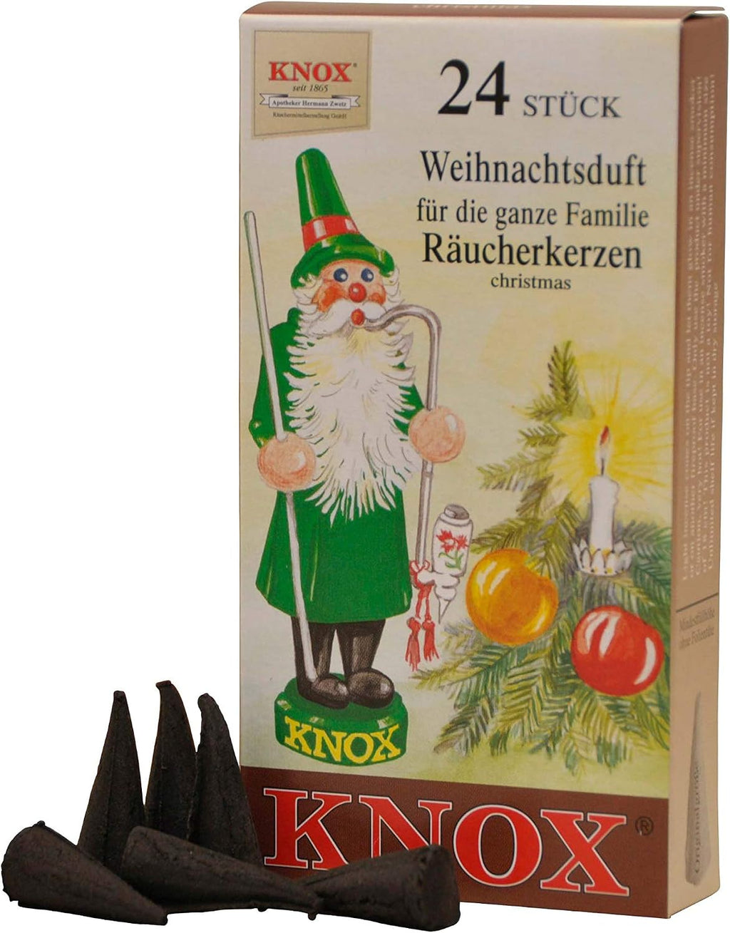 Knox 078750 Set Classic, 4 Packs of 24 Incense, Fir Tree, Myrrh, Scent, Baked Apple, Christmas Cones, Multicoloured, 2,5 x 1,2 x 1,2 cm