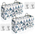 Kanrichu 2pcs Large Wall Hanging Organizer Bag, Linen Fabric Door Hanging Storage Baskets with Pockets, Waterproof Bin for Kitchen, Bedroom, Office, RV Camper (Triangle)
