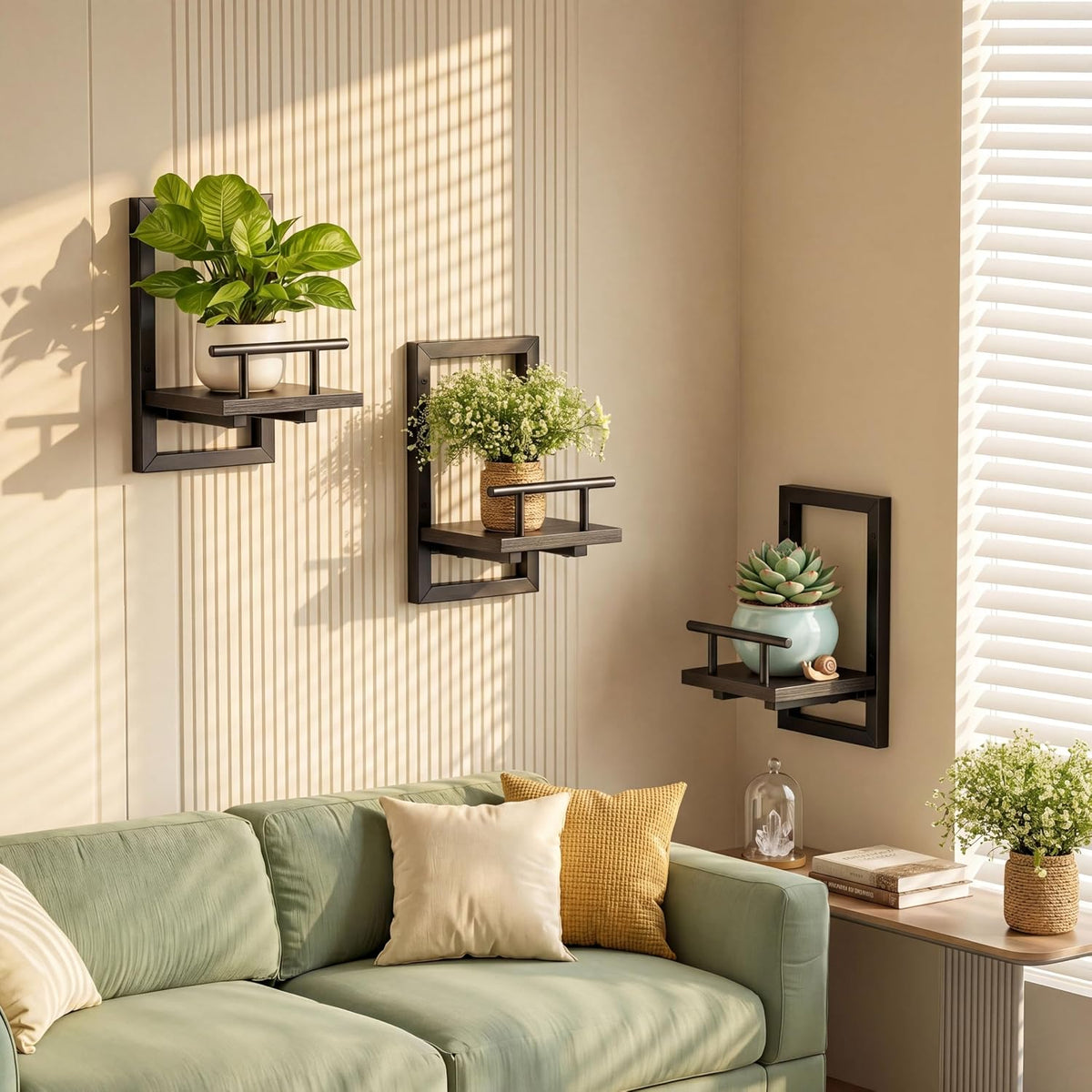 Sbosbo Floating Shelves for Wall Plant Shelf Indoor Wall Mounted Shelves