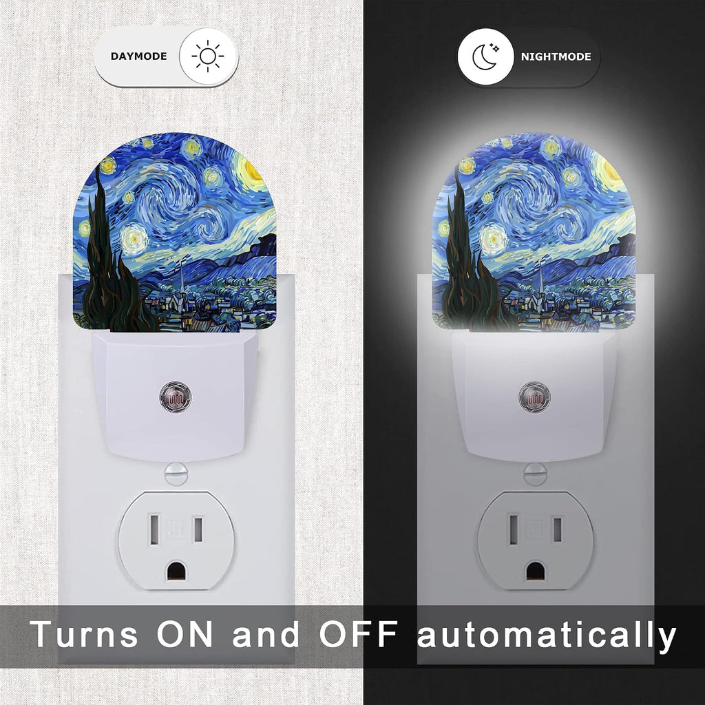 Starry Night Night Light, Van Gogh Plug-in Wall Led Night Lights Decor for Boys Girls Room,Dusk to Dawn Sensor Wall Lamp for Stairway/Hallway/Kitchen,0.5W