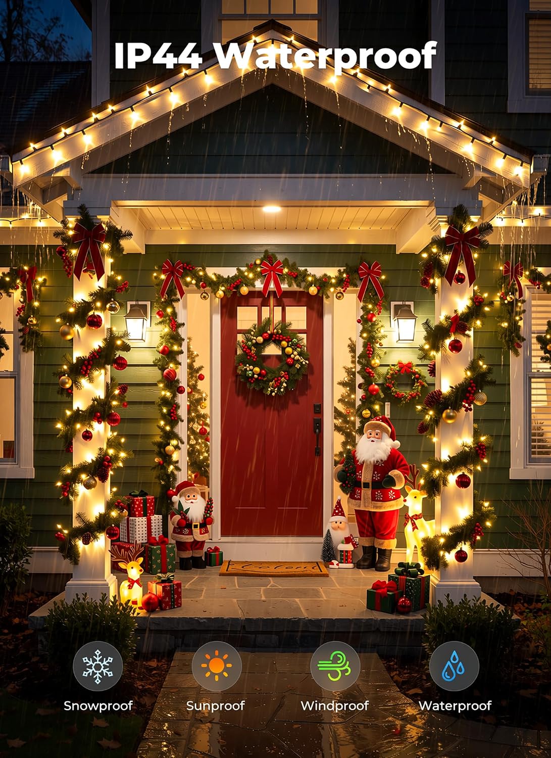 Brightown Battery Operated Christmas Lights, 4 Pack Total 100 LED 71.2Feet