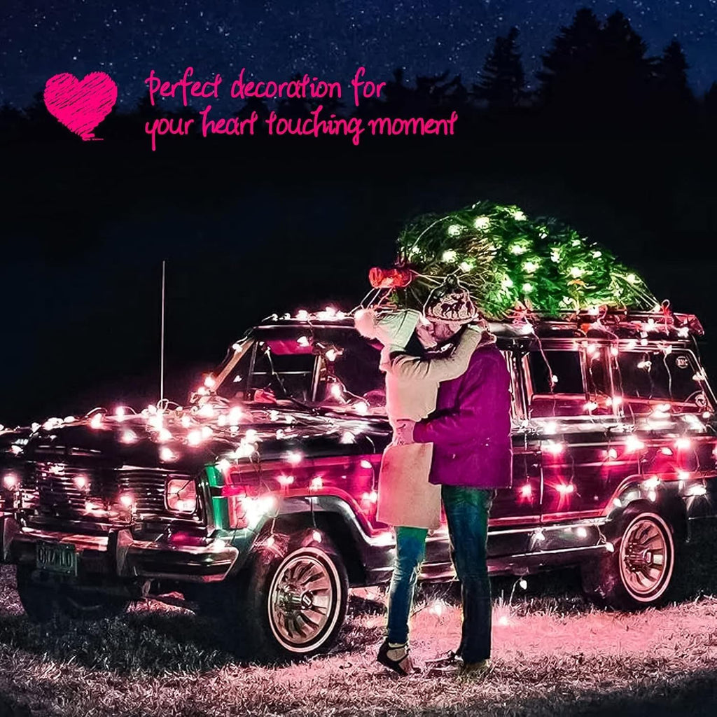 Minetom Pink Christmas Lights 100 Count 20 Feet Incandescent Bulb