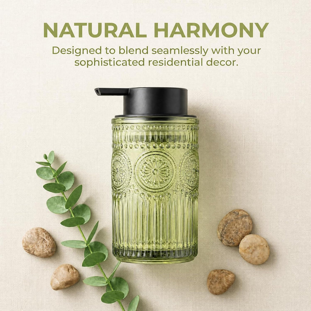 Green Glass Foaming Hand Soap Dispenser