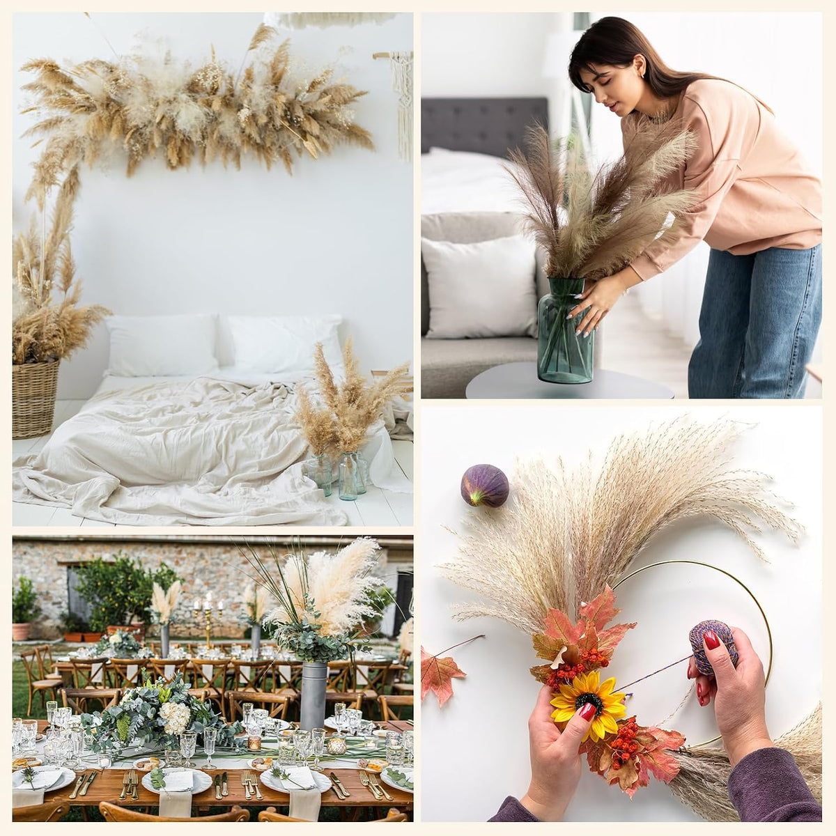 PATIKIL 21.7in Pampas Grass Decor, 30pcs Artificial Pampas Grass Bulk Fluffy Faux Pampas Grass Small Dried, Gray