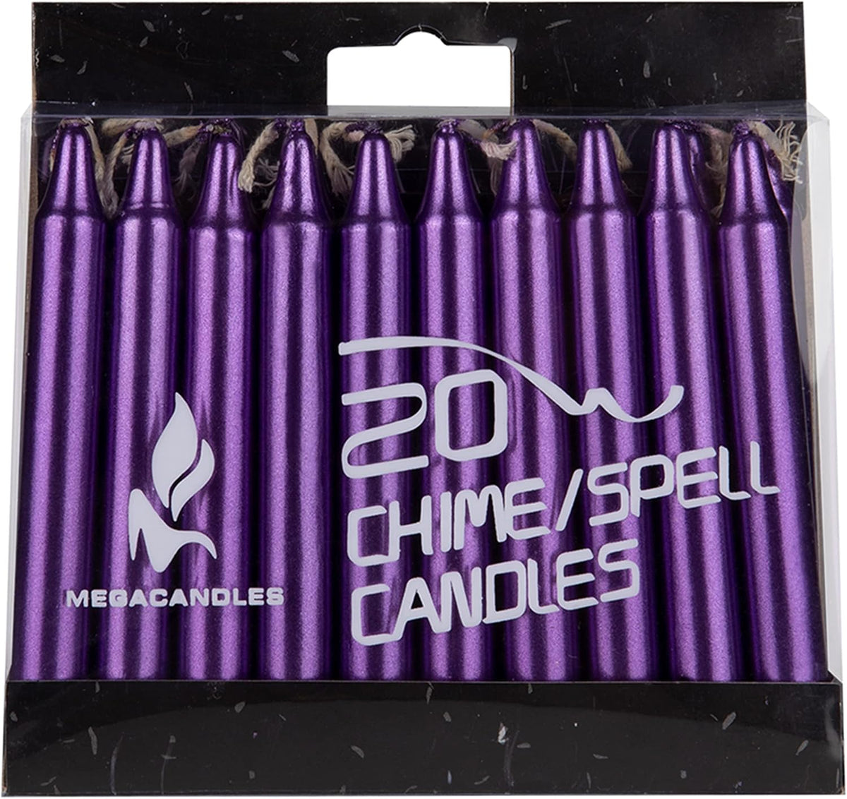 Mega Candles Mini Taper Chime Spell Candle 20 Count 4" x 1/2" Mtl D-Purple