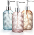 3 Pack Assorted Glass 15 Ounce Lotion Soap Dispenser Bottle with Pump for Bathroom, Kitchen