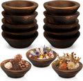 10 Pcs Wooden Dough Bowls for Decoration Passover Vintage Round Hand Carved Wood Bowl Bulk for DIY Crafts Decoration Farmhouse Supplies Housewarming Gift (Dark Brown)