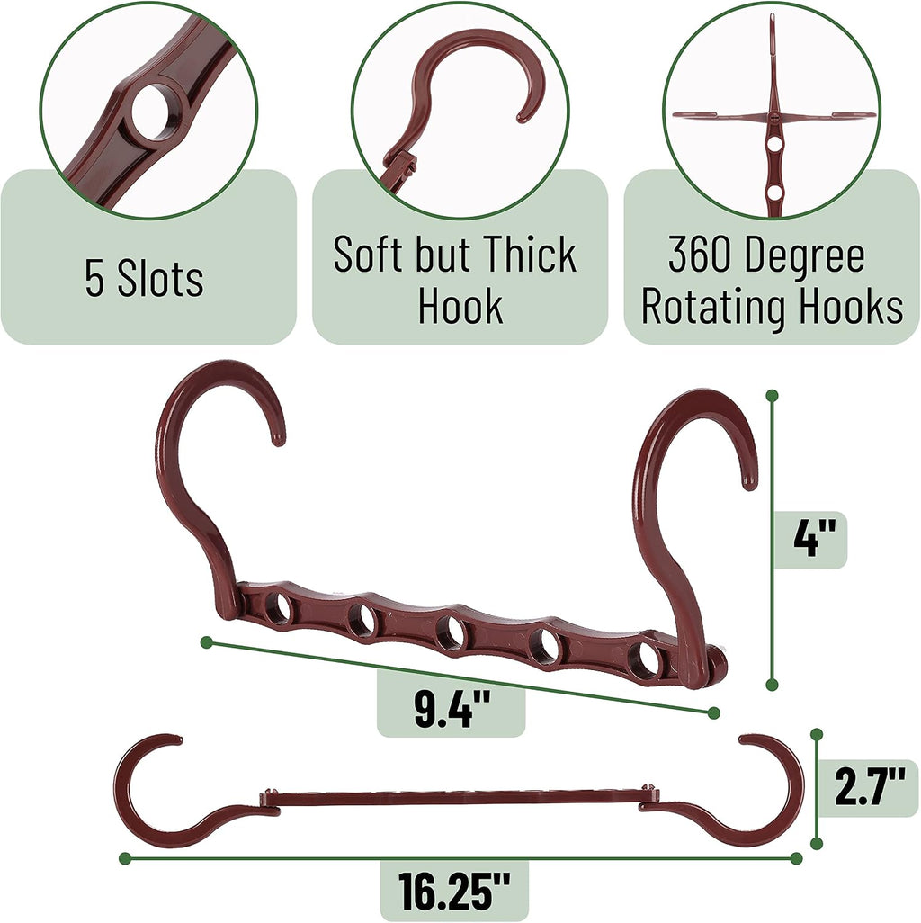 Mr. Pen- Space Saving Hangers for Clothes, 12 pcs, Mahogany Color, Plastic Multi Clothes Hangers Space Saving, 5 Slots, 360° Rotating Hooks