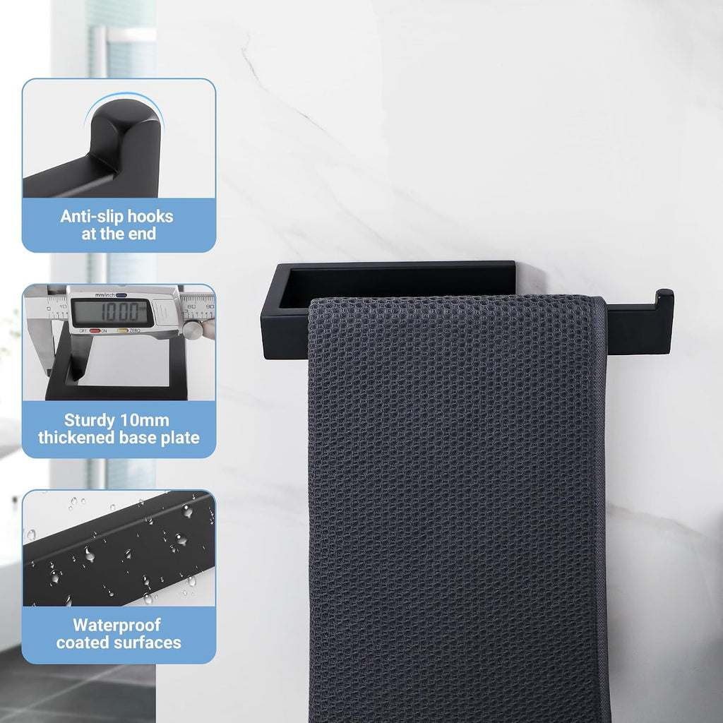 Sayayo Bathroom Hand Towel Holder, Black Towel Bar Wall Mounted