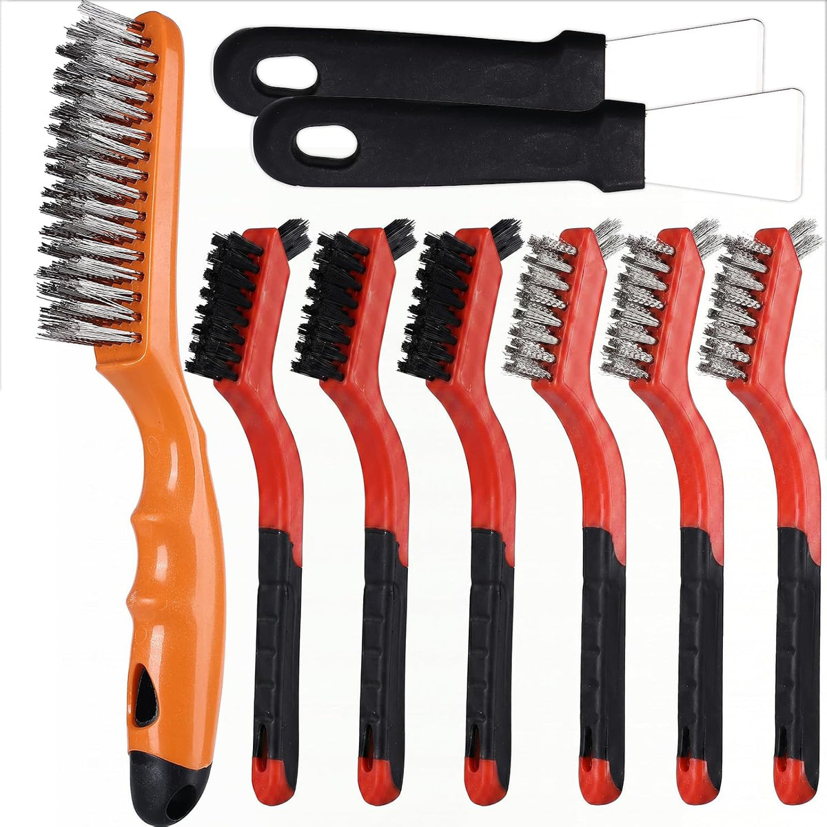 Wire Brush Set 9PCS - Heavy Duty Steel Metal Brush for Rust Removal