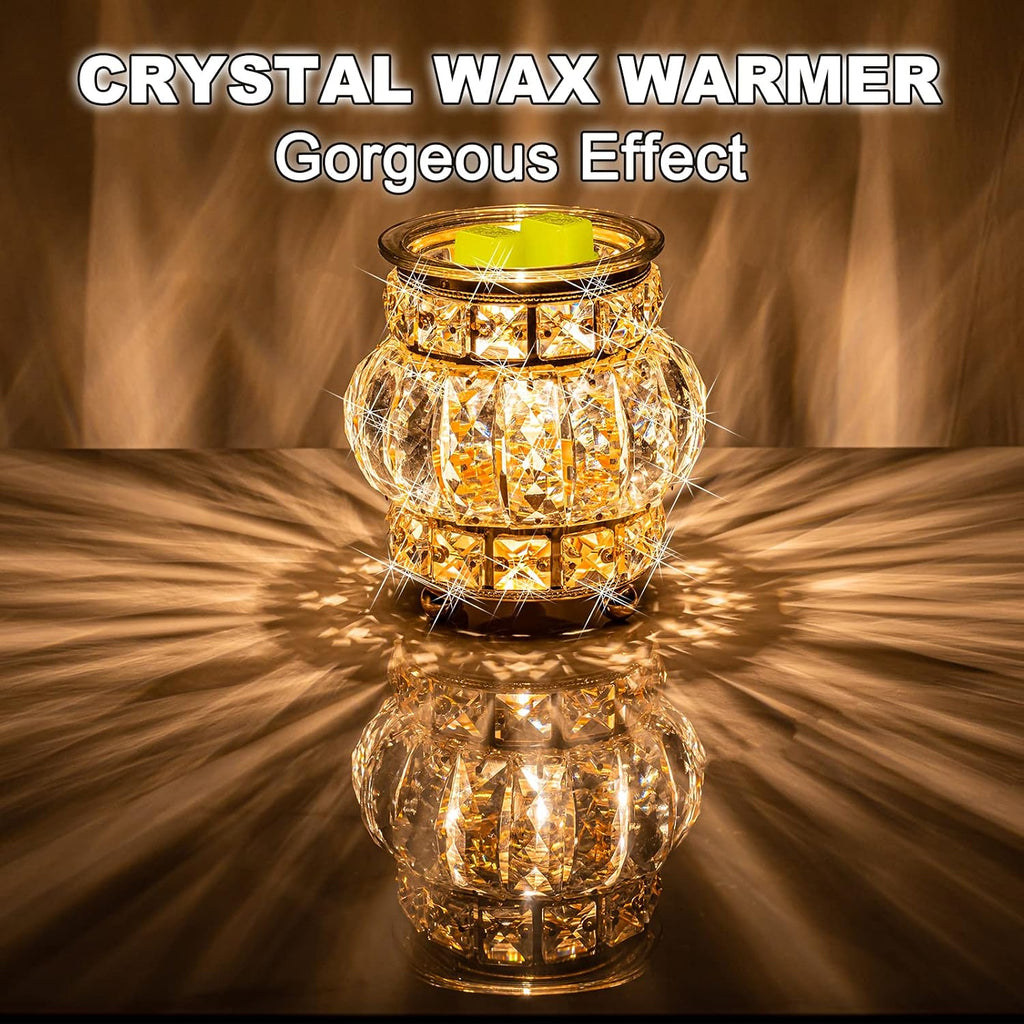 Wax Melt Warmer Wrought Iron Crystal Oil Burner for Home, Living Room, Bedroom, Kitchen, Office (Golden)