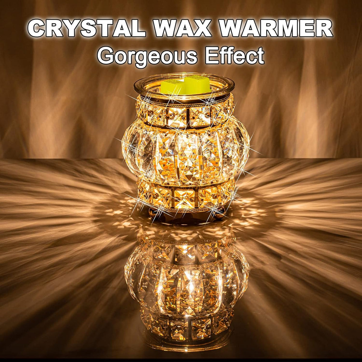 Wax Melt Warmer Wrought Iron Crystal Oil Burner for Home, Living Room, Bedroom, Kitchen, Office (Golden)