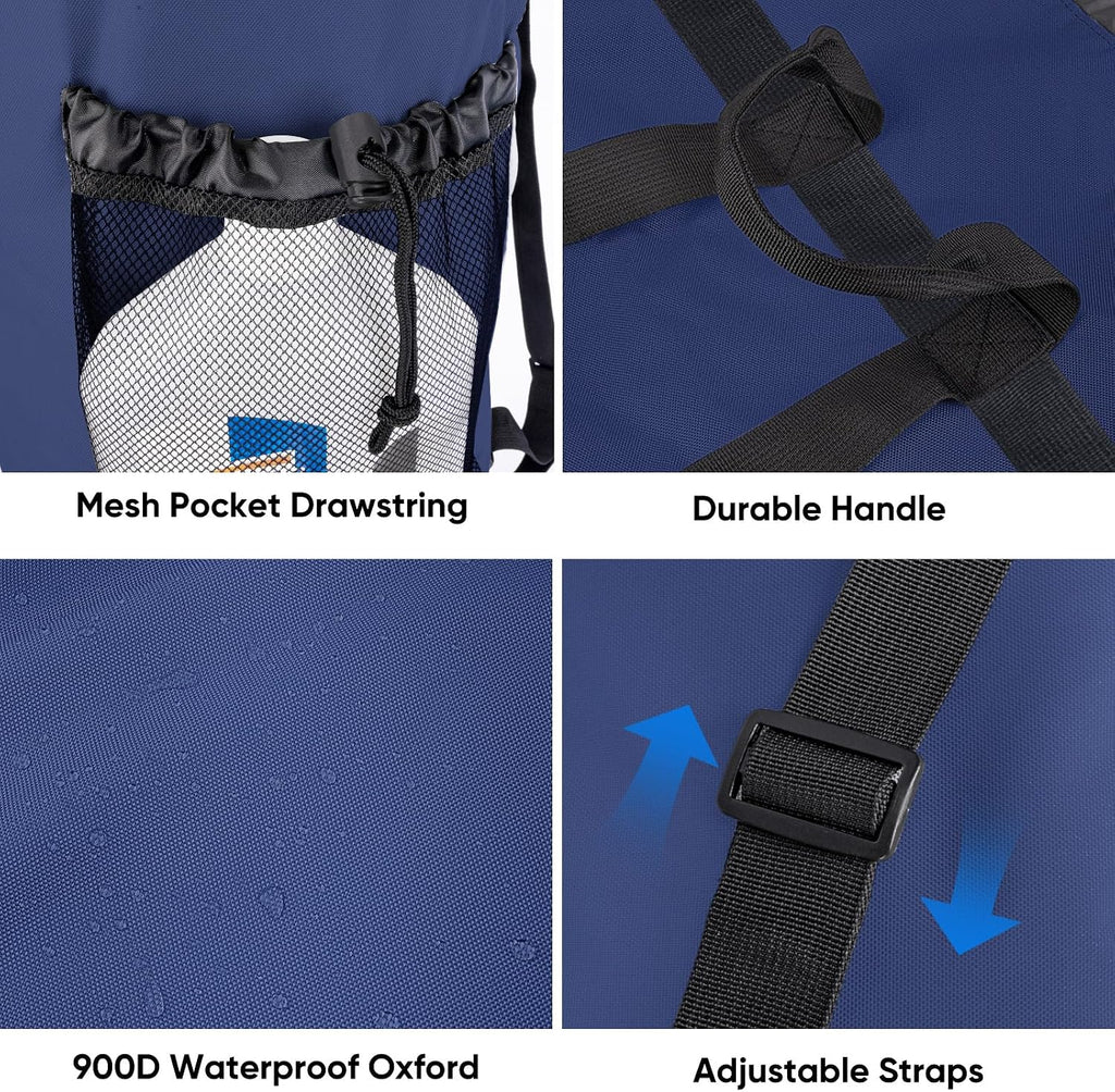BALEINE 120L Laundry Bag Backpack, 900D Oxford Fabric Large Travel Laundry Bags with Shoulder Straps and 2 Mesh Pockets for College Dorm, Apartment, Laundromat (Navy, 120L)