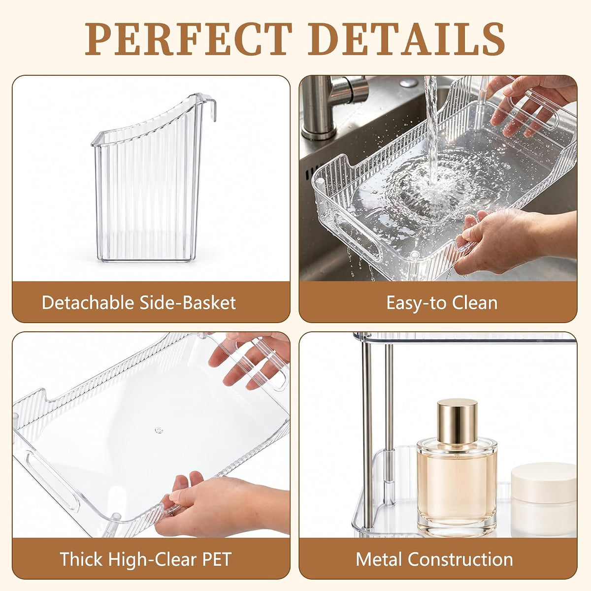 3-Tier Clear Bathroom Counter Organizer, Makeup Skincare Tray