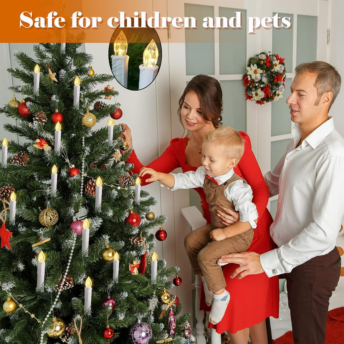 FPOO 30 pcs Christmas Tree Candles with Clips, 4''Taper Candle Stick with Remote Timer and dimmable, Waterproof White Flameless Mini Window Candle Battery Operated for Trees Wreath