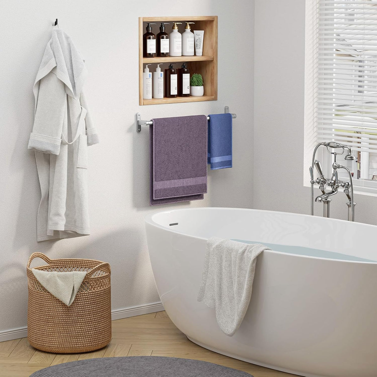 Powools Brushed Nickel 24" Towel Rack, Rustproof Wall Mounted Towel Bar