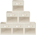 Storage Cubes, 11 Inch Cube Storage Bins With Clear Window, 6 Pack, Foldable Cubes With Handles, Closet Storage Organizer Bins, Cubby Clothing Storage Baskets for Shelves, Beige