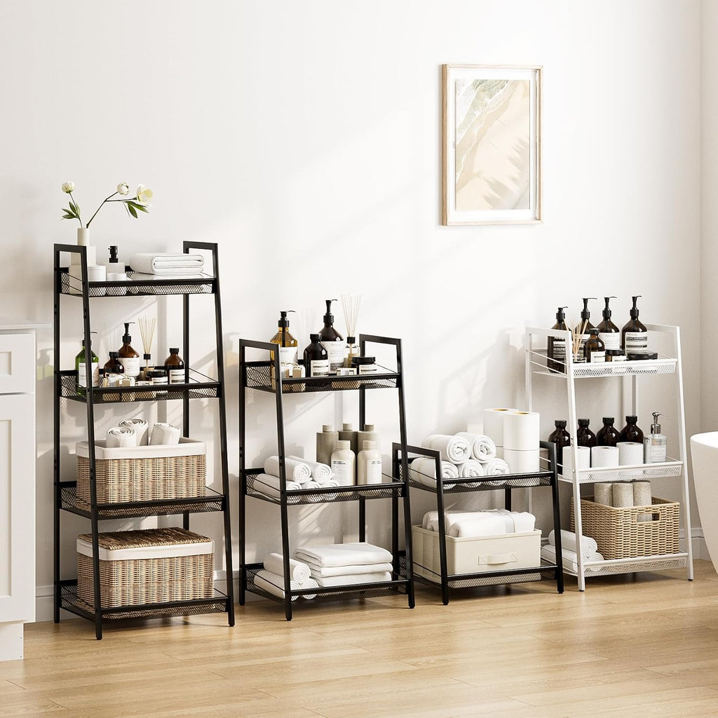 Masupu 3 Tier Bathroom Shelf, Bathroom Organizer and Storage for Small Space, Free-Standing Metal Rack Shelves Waterproof for Kitchen, Bathroom, Laundry, Toilet, White