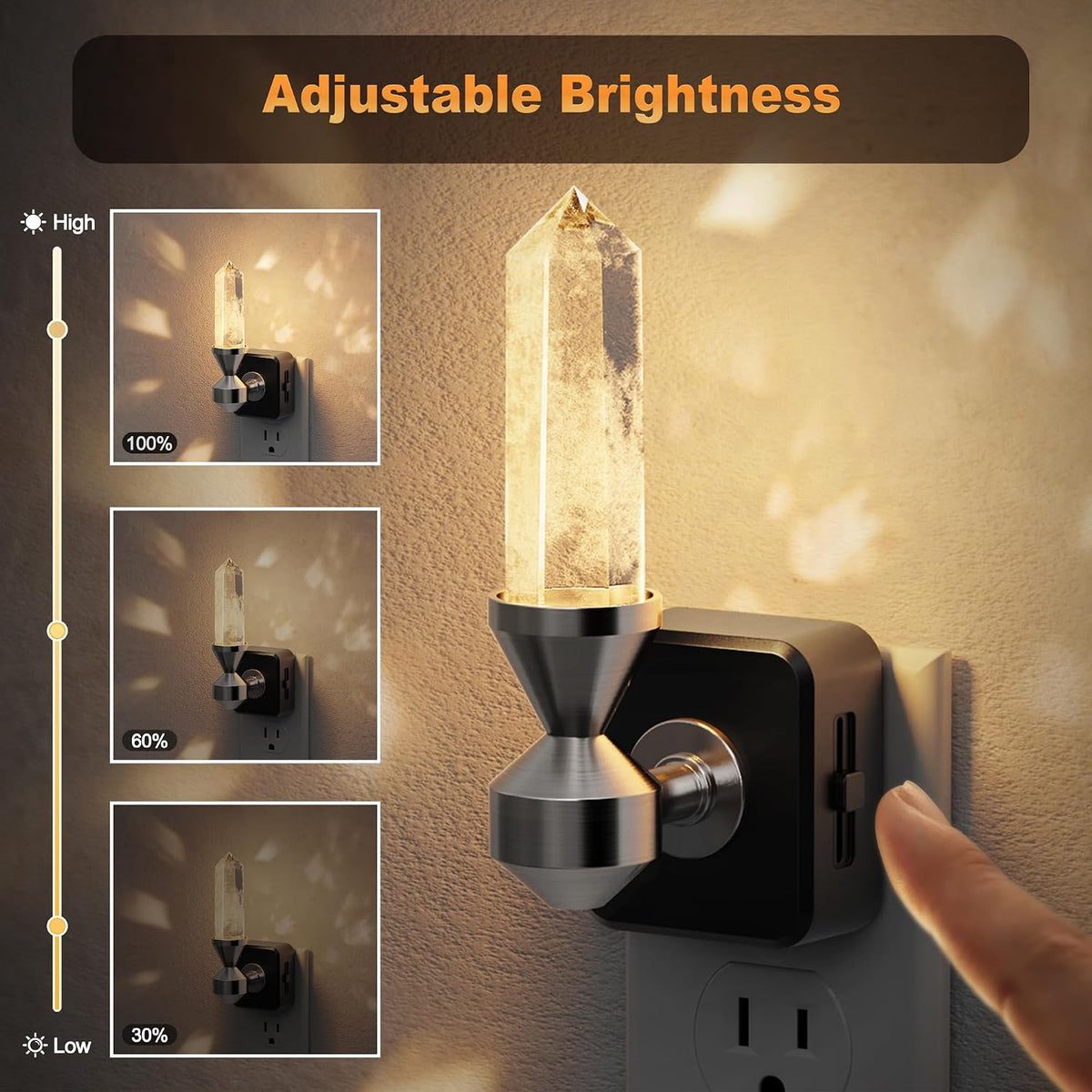 JandCase Healing Crystals LED Night Light Plug into Wall