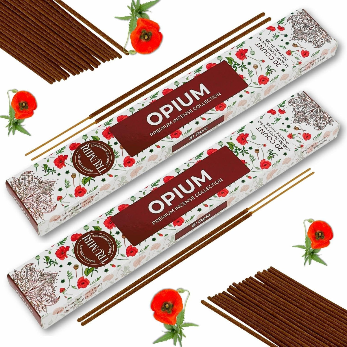 Opium Scented Incense Sticks - Total 40 Insence-Sticks - Dual Pack of 20 Insense - Inciensos - Inscents - Natural Non Toxic Ingredients - Incents - Incence - Inscense - Insents