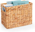 Magazines Holder Basket - Wicker Magazine Basket, Handwoven Magazine Holders for Bathroom,Home Magazine Storage Basket, Water Hyacinth Magazine Rack Organizer for Books, Newspapers, Narrow Rectangle