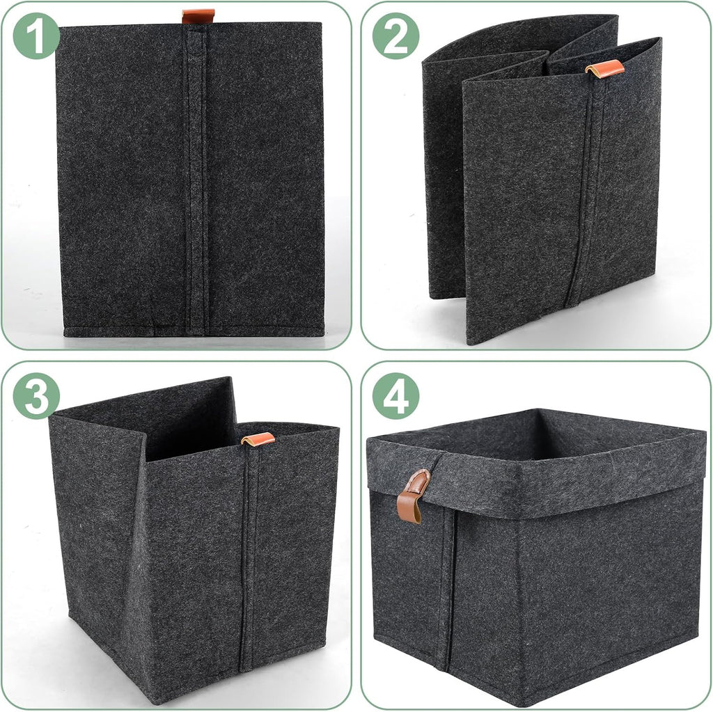 6Pcs Storage Cubes Felt Fabric Cube Storage Bin,9x9x10inch Cloth Cube Storage Bins Felt Storage Cubes 12L Foldable Fabric Storage Baskets Cubby Storage Organizer Cubes for Organizing Clothes Toys
