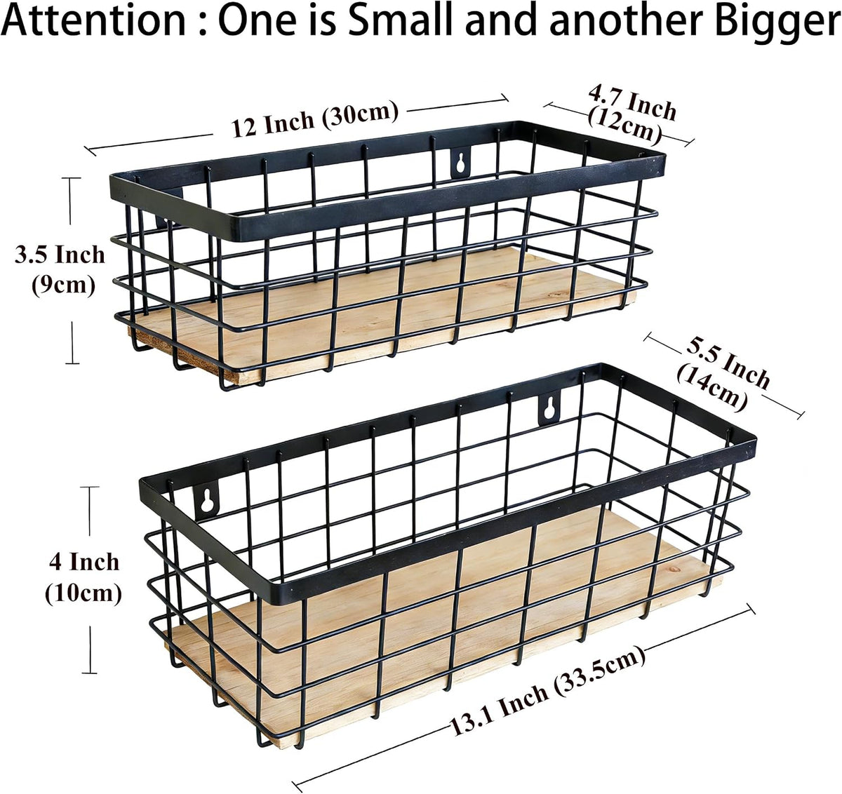 ShabbyDecor Metal Wire Basket for Kitchen Cabinet Pantry Bathroom Set of 2