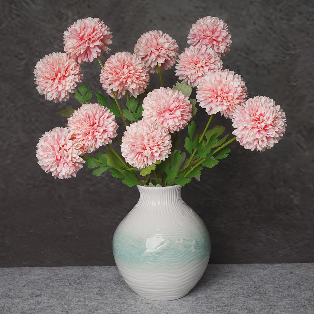 Artificial Flowers Faux Mums, Real Looking Flores Artificiales Para Decoration, Faux Flowers Silk Chrysanthemum -28.34'', Pink Flowers Artificial for Decoration Indoor, Table Centerpieces(4, Pink)