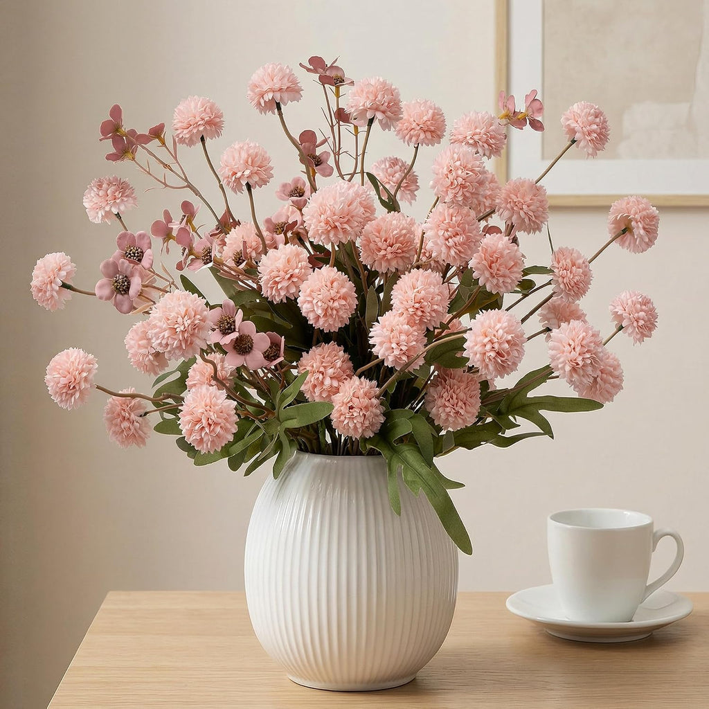 Mixed 10 Pcs Artificial Pompon Mum Set-8 Chrysanthemum & 2 Rose Red Daisy, Pink Silk Faux Flower for Vase Fall Floral Arrangements Wedding Centerpiece DIY Home Indoor Outdoor Decor (No Vase)