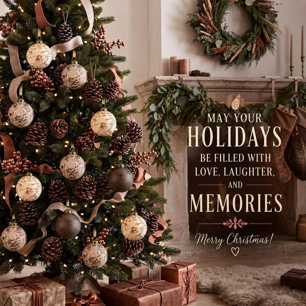 Yunlly 12 Pcs Textured Christmas Ornament 2.36'' Tree Decor,Chocolate