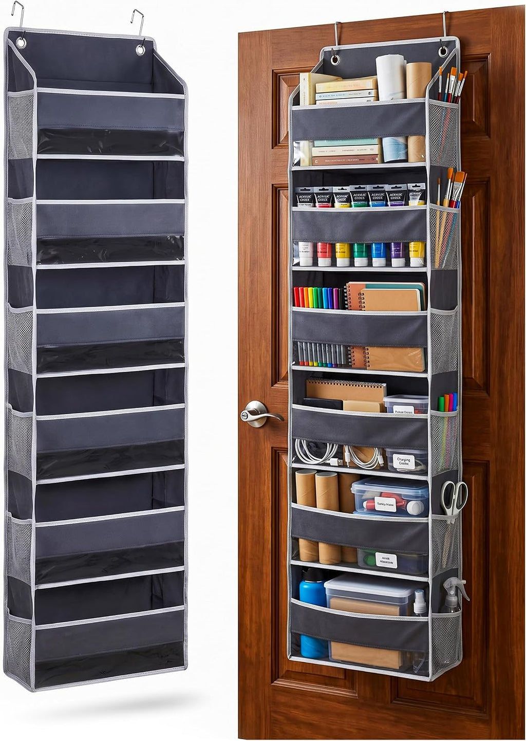 Utopia Home Over the Door Organizer 6 Shelves, Dark Grey, Pack of 1