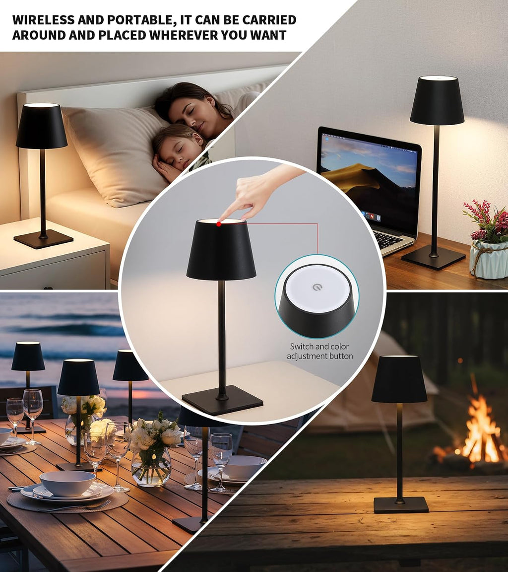 AIHYING 2026 Upgraded 2 Pack Cordless Rechargeable LED Table Lamp with Dimmer 5000mAh Battery Operated Portable Night Light Mother's Day Idea for Mom,Patio Balcony,Outdoor Bedroom