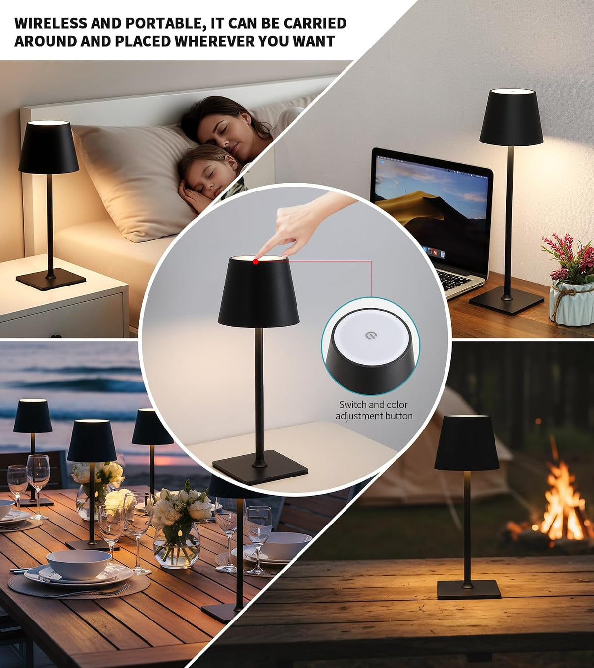 AIHYING 2026 Upgraded 2 Pack Cordless Rechargeable LED Table Lamp with Dimmer 5000mAh Battery Operated Portable Night Light Mother's Day Idea for Mom,Patio Balcony,Outdoor Bedroom