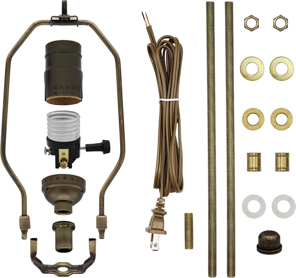 Creative Hobbies ML94KIT Premium Lamp Kit with All Parts for DIY Lamp Design or Repair (Antique Brass)