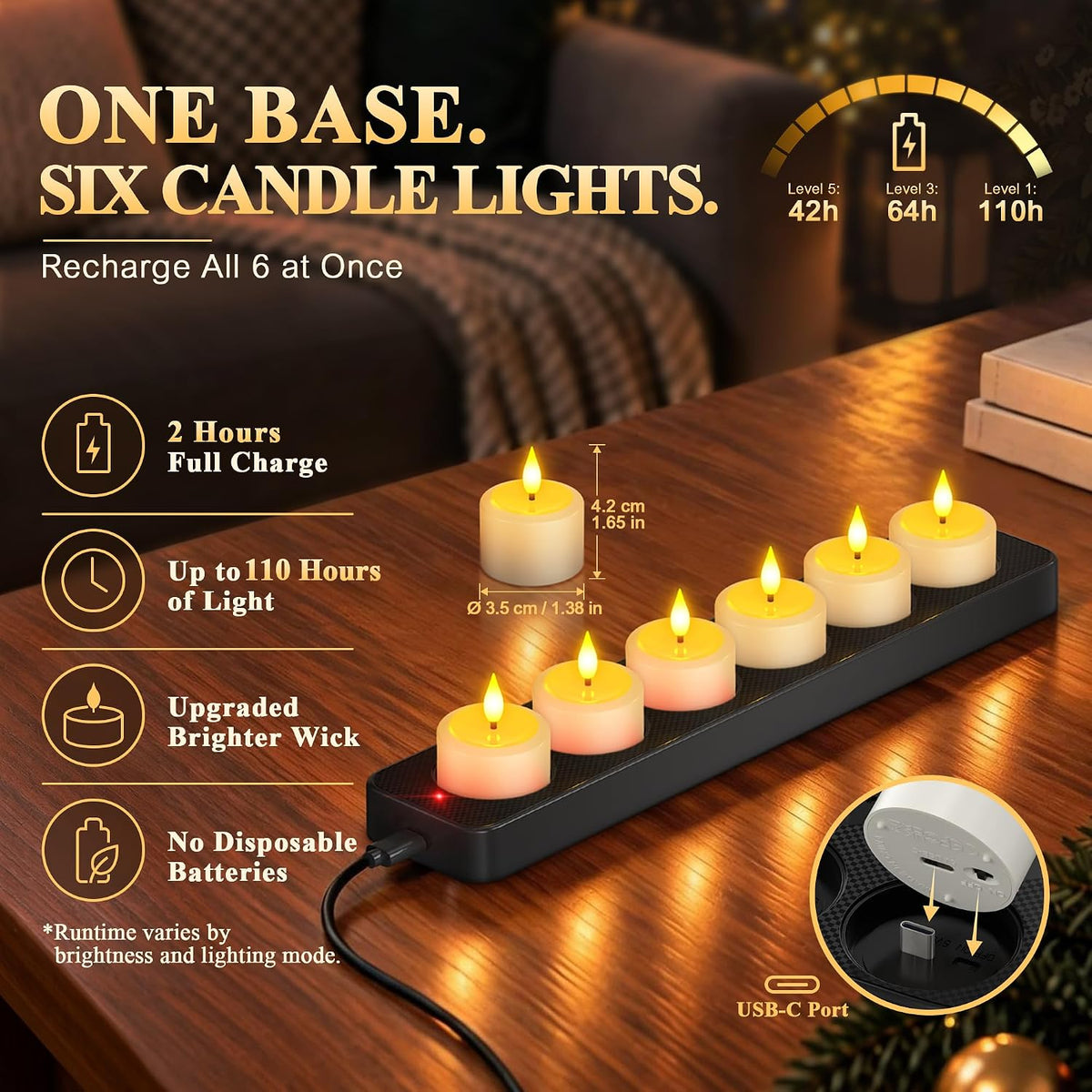 SoulBay Rechargeable Tea Lights with Remote Timer, Flameless Candles 1.38"