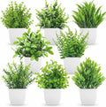 Der Rose 8 Pack Small Fake Plants in White Pots, Bathroom Home Decor Indoor