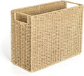 AELS Woven Natural Fibre Magazine Holder, Magazine Rack Floor, Hand-Woven Magazine Organizer, Natural Paper Rope Magazine Basket with Handles, Boho Modern Farmhouse Book Basket, Newspaper Holder