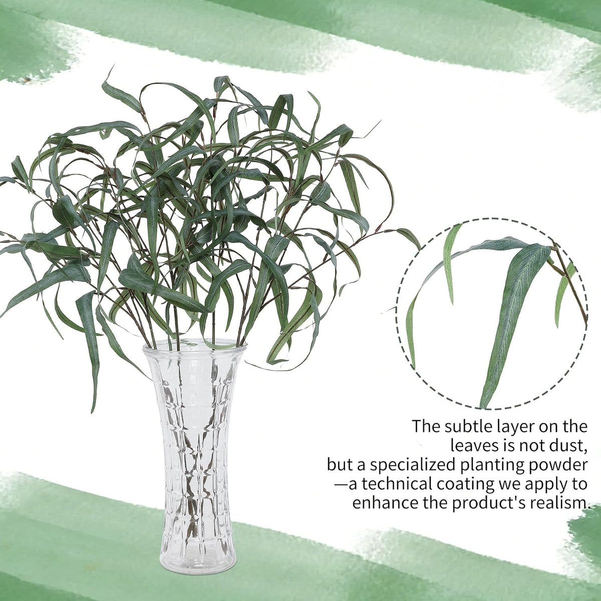 6pcs Artificial Willow Eucalyptus Stems,Long Leaves