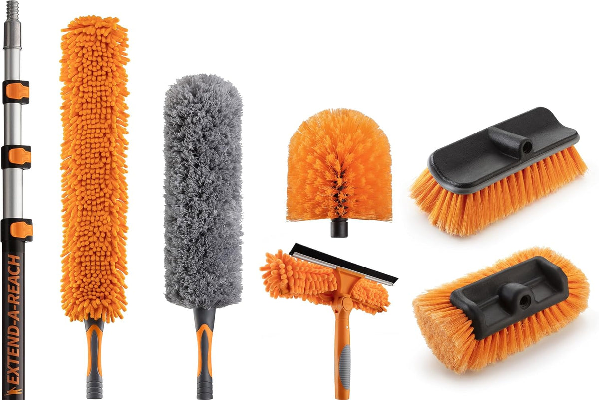 20 Foot High Ceiling Duster Kit and Scrub Brush with 4-12 ft Extension Pole