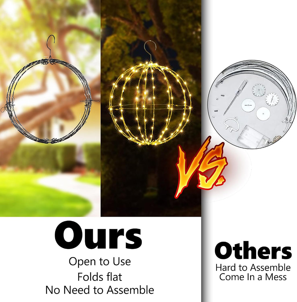 Joomer Battery Christmas Ball Lights, 13in & 11in Foldable Sphere Lights