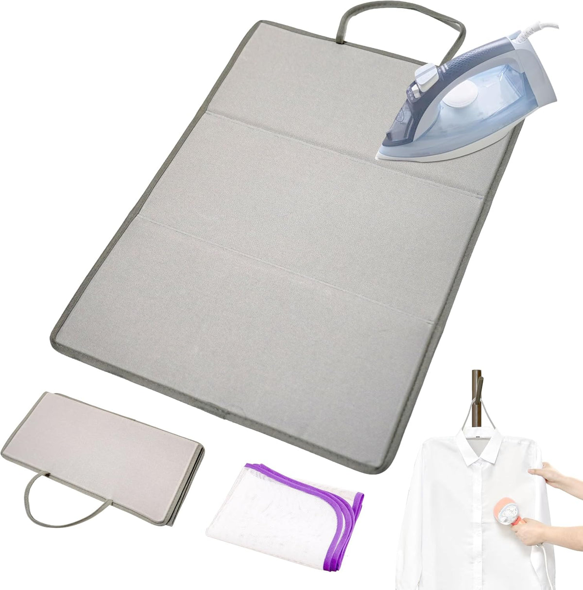 Mini Ironing Mat with Mesh Pad, Foldable & Portable