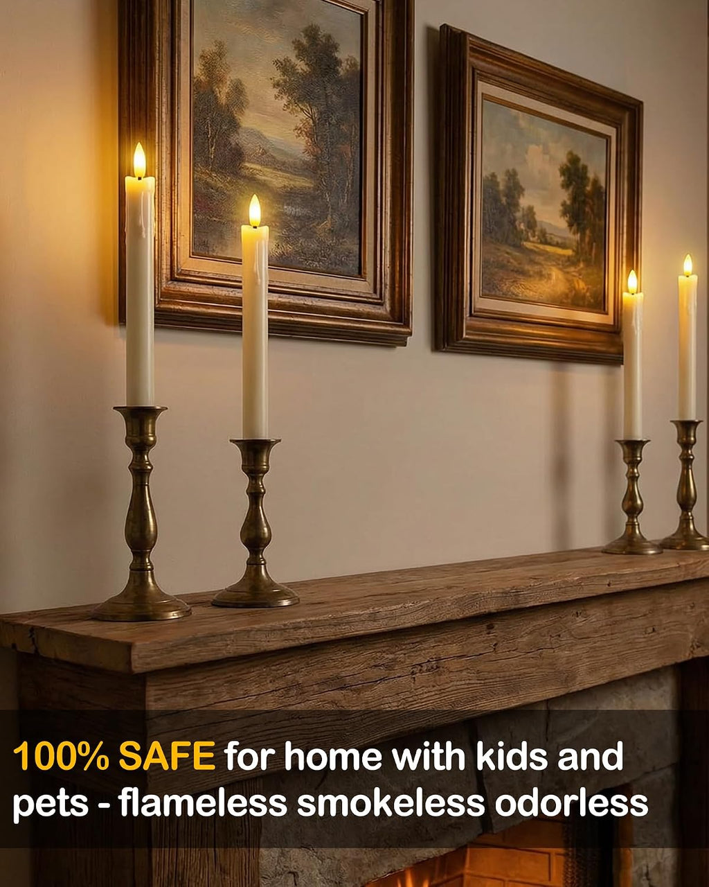 Gmnee 9.6" Taper Rechargeable Candles with Remote and Timer, Ivory