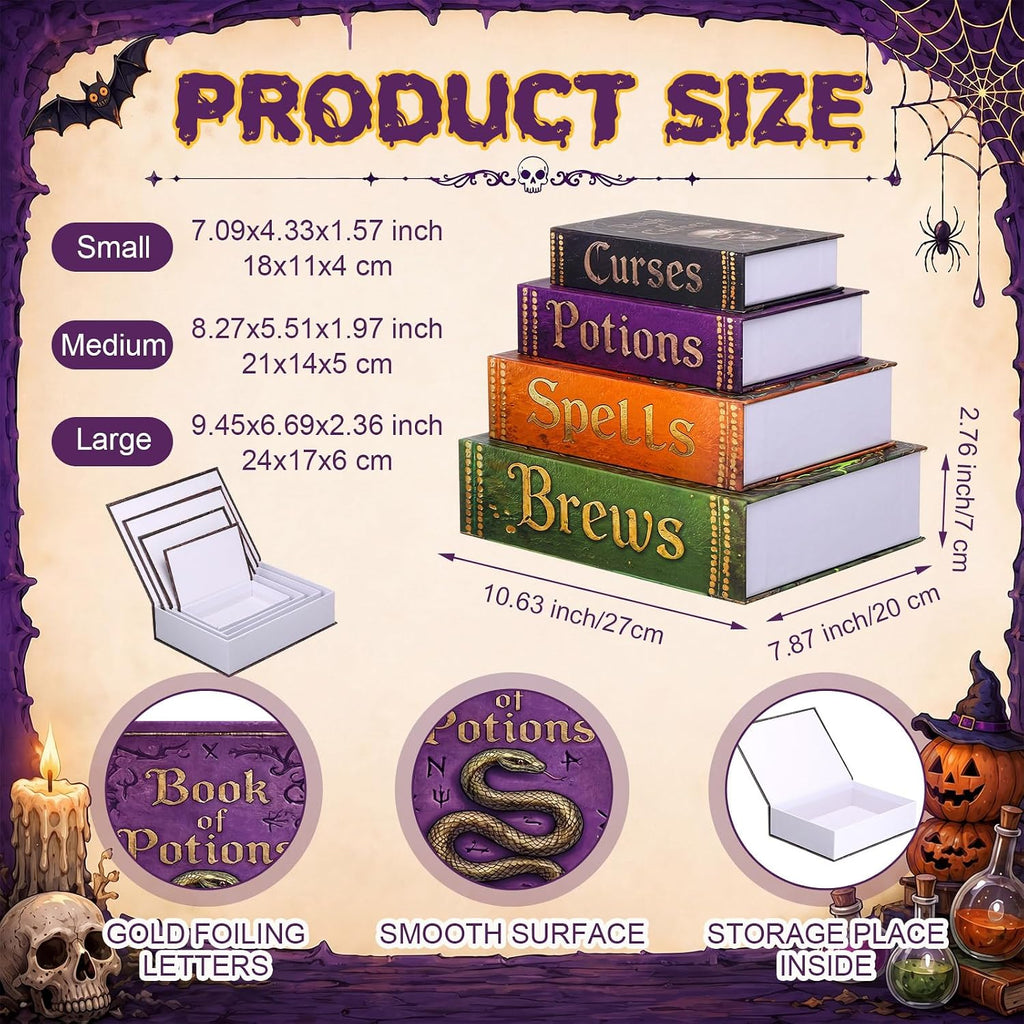 Sabary Set of 4 Decorative Books Box, Multicolor, Halloween