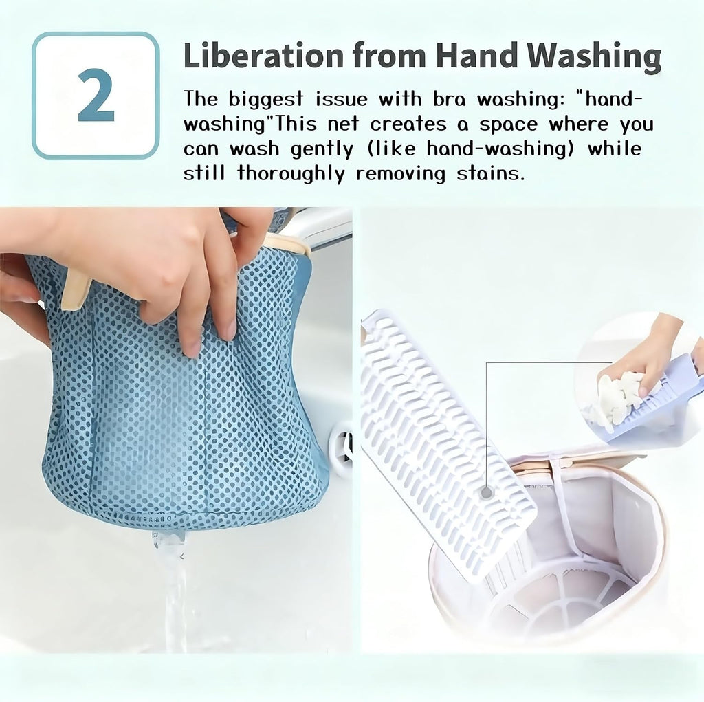 4 Pack Bra Washing Bags for Laundry, Large 7x6in Delicate Underwear Laundry Bags with 3D Structure, Double Frame Support, Soft Side Panels, Thick Mesh(4, Beige & Green & Pink & Yellow)
