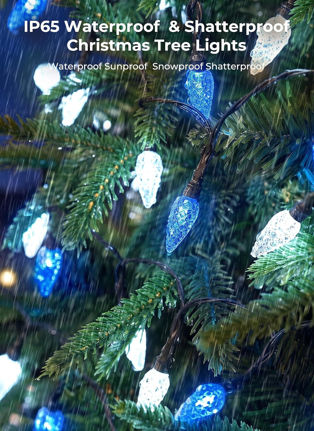 Brightown 2 Pack Battery Operated Christmas Lights 16.5FT Blue & White