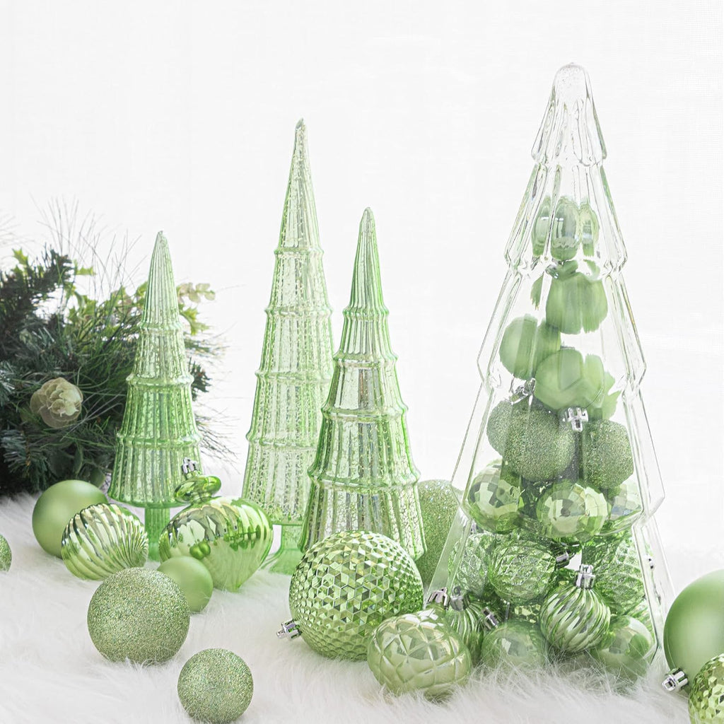 KI Store Light Green Christmas Balls 34pcs 2.36-Inch Christmas Tree Decoration Ornaments for Xmas Tree Holiday Wreath Garland Decor Ornaments Hooks Included