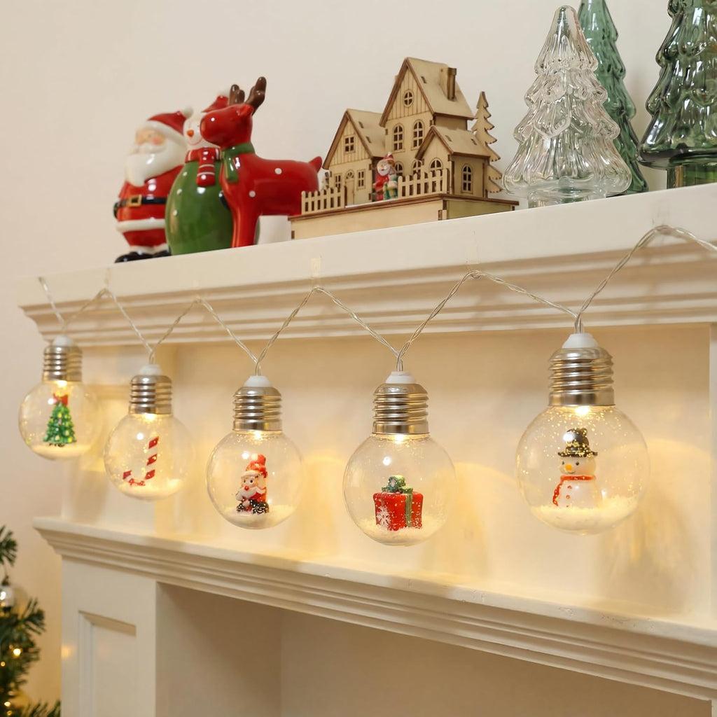 Aurelema 1 Pc Christmas Bulb String Lights Snow Globe Lamp, Warm Light