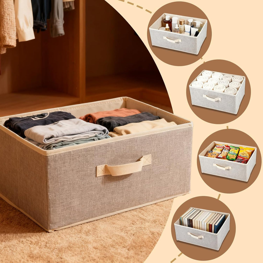 DAYARD Fabric Bins [1-Pack], Foldable Cube Baskets Storage Boxes for Shelves, Closet, Bookshelf, Nursery Organizer Containers (beige, medium)